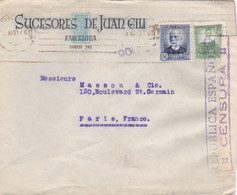 ESPAGNE : Censure Républica Espanola Sur Lettre De Barcelone Pour Paris 1937 - Republicans Censor Marks