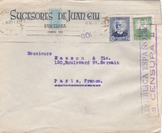 ESPAGNE : Censure Républica Espanola Sur Lettre De Barcelone Pour Paris 1937 - Republikeinse Censuur