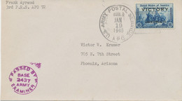 PHILIPPINEN 1945 16C Victory A Pra.-Feldpost-Zensur-Ersttagsbrief M Duplex-Stpl. "U.S ARMY POSTAL SERVICE / APO / JAN 19 - Philippines