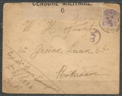 Belgique - Cachet "POSTES MILITAIRES 7" Du 20-5-17 - Lettre Vers Rotterdam, Bandelette Censure, Timbre Albert Ier N°140 - Storia Postale