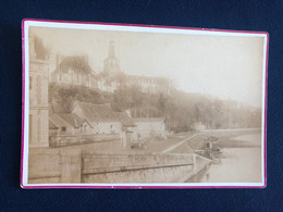 Chateau Gontier * Photo Albuminée CDV Cabinet Circa 1885/1895 * Chemin De Halage Et église St Jean * Bateau Lavoir - Chateau Gontier