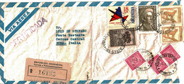 1954 - Lettre Recommandée D'Argentine Pour Rome (Italie) - Taxée à L'arrivée 3 Tp N° 74 - Impuestos