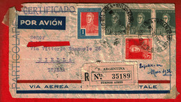 1935 -Lettre De Buenos-Aires Pour Biella (Italie) -Recommandée -tp N° 281+282+288 -(Seulement Devant D'enveloppe) - Cartas & Documentos