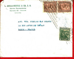 1935 - Lettre De Colombia Pour Paris  - Tp Mines D'émeraude N° 264 Et Café N° 273 - Colombie