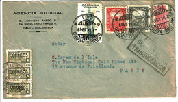 1949 - Lettre De Cali Pour Paris - Cachet "CORREO AERO TRANSOCEANICO" - Colombia