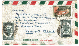 1947 -  Lettre Du Mexique Pour Paris - Poste Aérienne - Tp N° 65 + 67 - Mexico