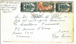 1951 - Lettre Du Mexique Pour Paris - 2 Tp N° 65 + 67 - Mexico