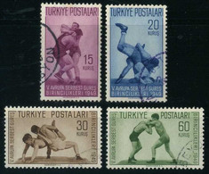Turkey 1949 Mi 1231-1234 5th European Wrestling Championships, Istanbul | Martial Arts, Wrestlers - Used Stamps