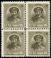 Luxembourg Luxemburg 1922 Grande Duchesse Charlotte Bloc 4x 15c. Officiel Neuf MNH** - 1921-27 Charlotte Di Fronte