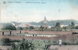 Fontaine L'Eveque  Panorama Vue Prise Des Remparts Carte Colorisée Voyagé En 1907 - Fontaine-l'Eveque