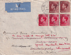 GREAT BRITAIN 1937 EDWARD VIII COVER TO INDIA (TRICHINPOLY) - Briefe U. Dokumente