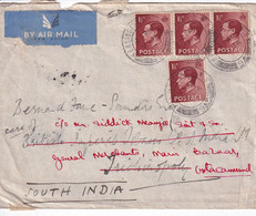 GREAT BRITAIN 1937 EDWARD VIII COVER TO INDIA (TRICHINOPOLY) - Covers & Documents