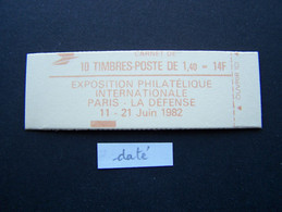 2102-C6 CONF. 9 CARNET DATE DU 13.1.81 FERME 10 TIMBRES SABINE DE GANDON 1,40 ROUGE PHILEXFRANCE 82 - Modernes : 1959-...