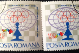 Stamps Errors Chess Romania 1966 MI 2482 Printed With Misplaced Chess Piece Used - Errors, Freaks & Oddities (EFO)