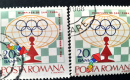 Stamps Errors Chess Romania 1966 MI 2478 Printed With  Misplaced Pieces Chess Piece Used - Plaatfouten En Curiosa