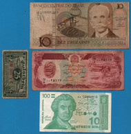 LOT BILLETS 4 BANKNOTES: BRASIL - AFGHANISTAN - CROATIA - GERMANY Local - Kiloware - Banknoten