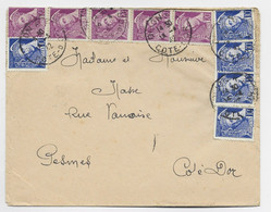 MERCURE 10CX5+20CX4 LETTRE COVER DIJON 14.4.1942 AU TARIF - 1938-42 Mercurio