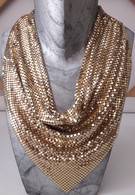 Collier Foulard En Maille Métal Doré Années 70 - Collares/Cadenas