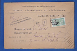 AZ9 MADAGASCAR  BELLE LETTRE RECOM.  CURIOSITé 1935   A   PARIS FRANCE  + + AFFRANCH. INTERESSANT - Lettres & Documents