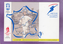 73 ALBERTVILLE 92 - Parcours De La Flamme Olympique Départ 14 Décembre 1991 Arrivée 8 Février 1992 Carte Géographique - Albertville