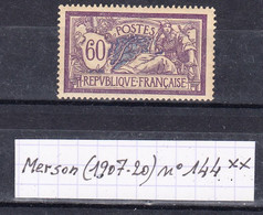 France Type Merson (1907-20) Y/T N° 144 Neuf ** - 1900-27 Merson
