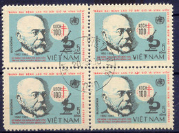 VIETNAM 1983 100.Jahrestag Der Entdeckung Des Tuberkulose-Erregers Durch Robert Koch 5 D Gest. Kab.-Viererblock, ABARTEN - Vietnam