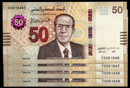 4 Banknotes Of 50 Dinars  2022 UNC** (FREE SHIPPING) // 4 Billets De 50 Dinars 2022 Neufs** (ENVOI GRATUIT) - Tunisia