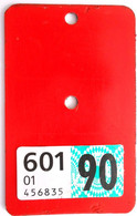 Velonummer Vignette Zürich ZH 1990 (Code 01 = Zürich) - Placas De Matriculación