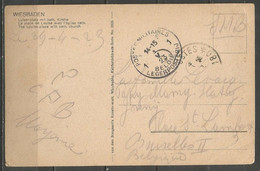 Belgique - Cachet "POSTES MILITAIRES 1" Du 1-5-23 - Carte Postale WIESBADEN - Luisenplatz Mit Kirche - Cartas & Documentos