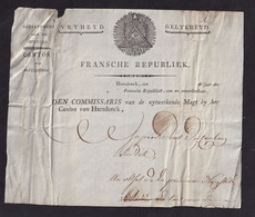 180/37 - Entete De Document Fransche Republiek , Canton Van HAESDONCK - Illustration Symbole Maçonnique - 1794-1814 (Periodo Francese)