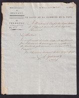 188/37 - Document Imprimé Avec Entete - Le Maire De La Commune De ST PAUL 1806 Vers TERMONDE - 1794-1814 (Periodo Francese)