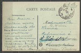 Belgique - Cachet "POSTES MILITAIRES 5" Du 6-9 - Carte Postale MORTAIN (Manche) L'Abbaye Blanche - Cartas & Documentos