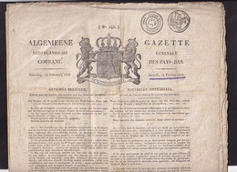 193/37 - Journal Bilingue Gazette Des Pays-Bas Du 24 Février 1816 - 6 Grandes Pages (44 X 27 Cm) - Timbres Fiscaux - 1800 - 1849