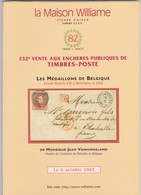 LA MAISON WILLIAME 232 Eme Vente COLLECTION M VAN HINGELAND LES MEDAILLONS DE BELGIQUE - Catalogues De Maisons De Vente