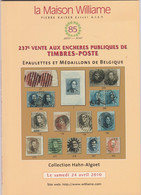 LA MAISON WILLIAME 237 Eme Vente   COLLECTION HAHN ALGOET Epaulettes Et Medaillons De Belgique - Catalogues For Auction Houses