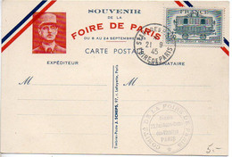 Carte Souvenir Foire De Paris 1945 (Général De Gaulle) - 1921-1960: Periodo Moderno