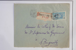 AZ10 AOF COTE D IVOIRE  BELLE LETTRE  RECOM. 1927 PETIT BUREAU DIMBOKRO A BINGERVILLE +SURCHARGE 1F50+ AFF. PLAISANT - Lettres & Documents