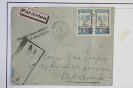 AZ10 AEF FRANCE LIBRE   BELLE LETTRE 1945 PAR P.L.M BRAZZAVILLE  A   COETREVEN FRANCE ++PAIRE N°111+AEROPHILATELIE++ - Covers & Documents