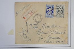 AZ10 AEF FRANCE LIBRE BELLE LETTRE RECOM.  1945  BRAZZAVILLE  A BREUIL    FRANCE ++ 2 ET 4 F   ++ AFFRANCH. PLAISANT - Lettres & Documents