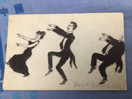 CPA DANSE DANCE CAKE WALK DESSIN À LA MAIN 1904 - Dance
