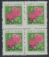 VIETNAM 1984 Provisional Definitive Issue 50 Xu On 12 Xu Flower (rose) U/M Mint Never Hinged Block Of Four MAJOR VARIETY - Vietnam