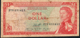 E.C.S. P13c10 1 DOLLAR Type C  1965 #B79 Signature 12  FINE NO P.h. - East Carribeans