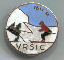 Ski Skiing - Vršič Slovenia, Vintage Pin Badge Abzeichen, Enamel - Sports D'hiver