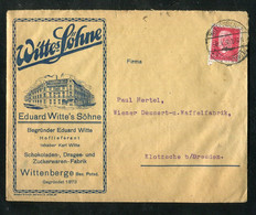 Deutsches Reich / 1930 / Brief Ex Wittenberge,Werbezudruck (Vor-/Rueckseite) "Hoflieferant Witte,Schokolade ...." (E833) - Cartas