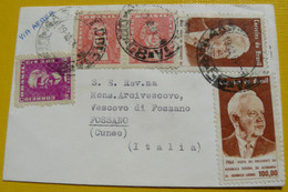 BRAZIL 1964_ENVELOPE SMALL LETTER (11 X 7cm )+ 5 BEAUTIFUL  STAMPS  TRAVELED  TO  BISHOP  OF  FOSSANO - CUNEO  ( ITALY ) - Cartas