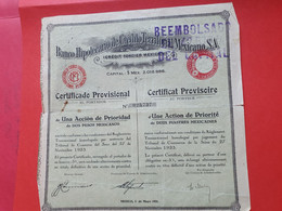 Certificat Provisoire De 1 Action De Priorité De La Banque De Crédit Territoriale Du Mexique -  JJ 9 - M - O