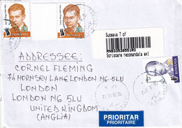 Romania -  Envelope Circulated In 2013 To United Kingdom ; Stamps With The Writer L. Blaga And The Painter N. Grigorescu - Briefe U. Dokumente