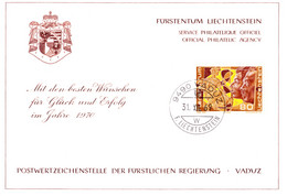 1969, Liechtenstein, Neujahrswünsche Der Postwertzeichenstelle Der Fürstlichen Regierung Vaduz - Cartas & Documentos