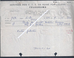 Raro Telegrama Da Guiné De 1962 Com Obliteração Do Serv. Postal Militar . EPM 8/SC. Reencaminhado Do SPM 2938 Para 1158. - Covers & Documents