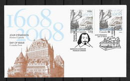 2008 Joint Canada And France: MIXED FDC CANADA WITH BOTH STAMPS: Founding Quebec - Joint Issues